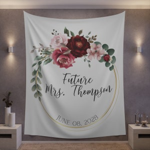Personalized Bridal Shower Backdrop, Future Mrs. Wedding Banner, Custom Floral Bridal Tapestry, Bridal Polyester Sign, Photo Booth