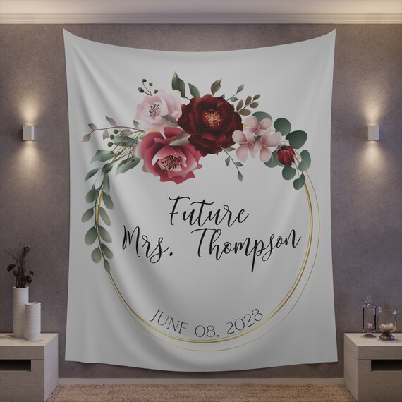 Personalized Bridal Shower Backdrop, Future Mrs. Wedding Banner, Custom Floral Bridal Tapestry, Bridal Polyester Sign, Photo Booth