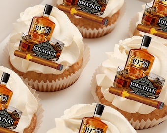 48 Stück Whiskey Cupcake Topper ‚Aged To Perfection‘ – Party-Deko Für Whiskey-Partys & Geburtstage