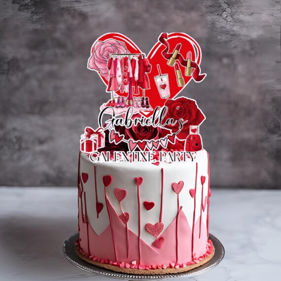 Custom Galentine's Day 3D Cake Topper | Girls Night In Cake Decor | Personalized Valentine's Cake Topper | Fun Girls Party Cake Decoration