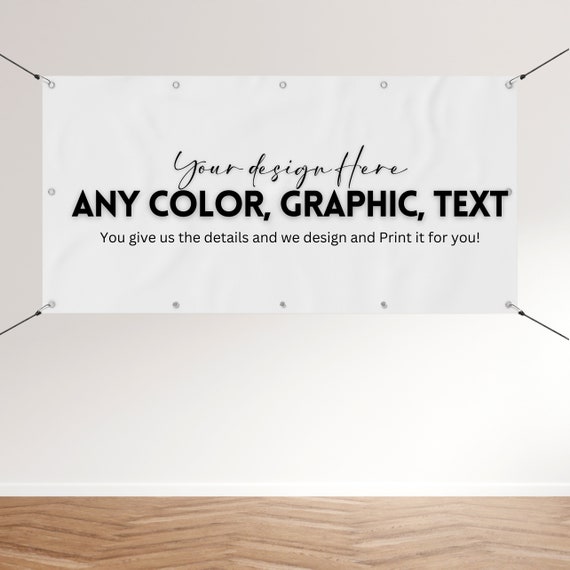 Custom Vinyl Banners - Business & Event Signage - Waterproof Durable - Personalized Print with Metal Grommets - Party Supplies Decoration