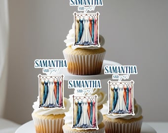 Edible Bride and Bridesmaid Dress Cupcake Toppers – Bridal Shower Decorations, Bride to Be Party Favors, Wedding Cupcake Decor, Hen Party