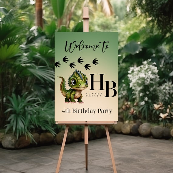 Editable Dino Welcome Sign Template, Dinosaur Birthday Banner, Printable Dinosaur Birthday Party Banner Decoration, Instant Download