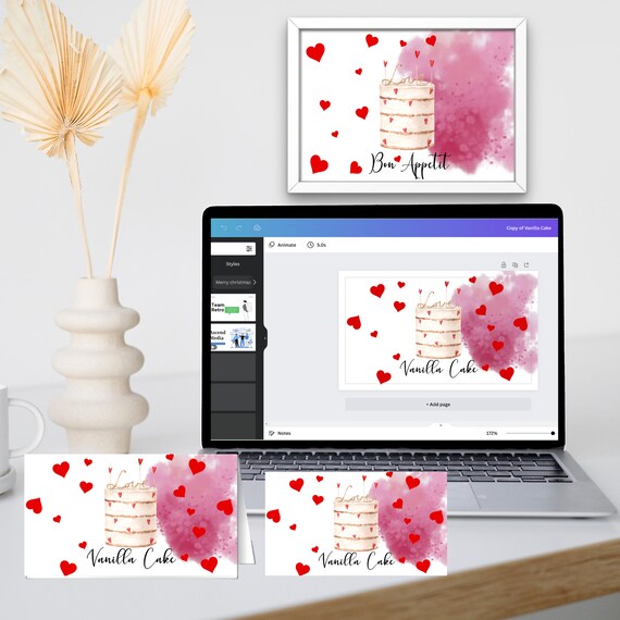 Valentine Birthday Party Food Label Template, Valentines Cake Hearts Folded Food Labels, Printable Tags, Print and Digital, #VAL