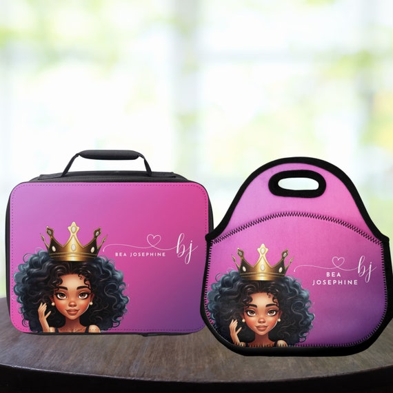 Personalized Insulated Lunch Bag for Kids, African Princess, Back to School Lunch Tote, Custom Name Bag, #LNCH