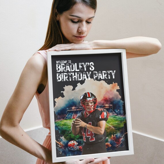Editable Football Birthday Welcome Sign Template, DIY Printable Decor for Sports Party | Editable Football Event Sign, Digital Print
