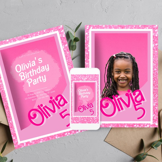 Birthday Afro Doll Invitation Template, African Doll Party Invitations, Doll Box with photo, Doll Box Party Invite,  Personalized Invites