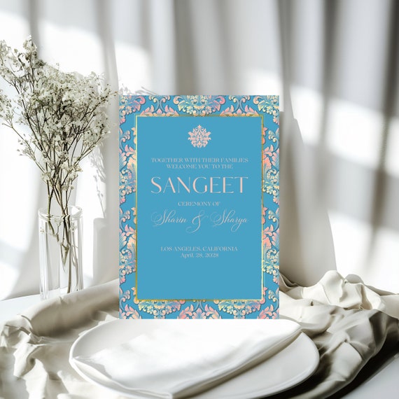 Blue and Gold Royal Indian Wedding Welcome Sign | Traditional Engagement & Wedding Entrance Signage | Elegant Personalized Decor