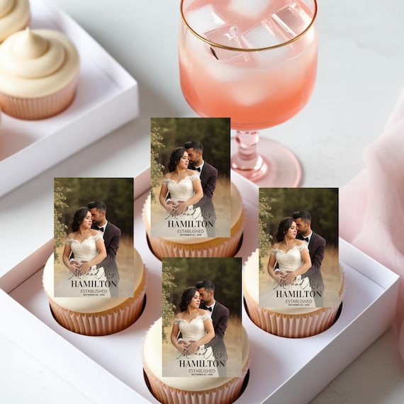 Custom Photo Cupcake Toppers | Wedding, Birthday, Anniversary, Bridal Shower | Personalized Edible Image Decorations