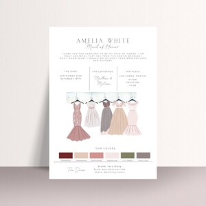 Bridesmaid Information Invitation Template, Bridal Party Info Card, Maid of Honor Printable, Bridesmaid Info Cards, Bridesmaid Proposal #WIC