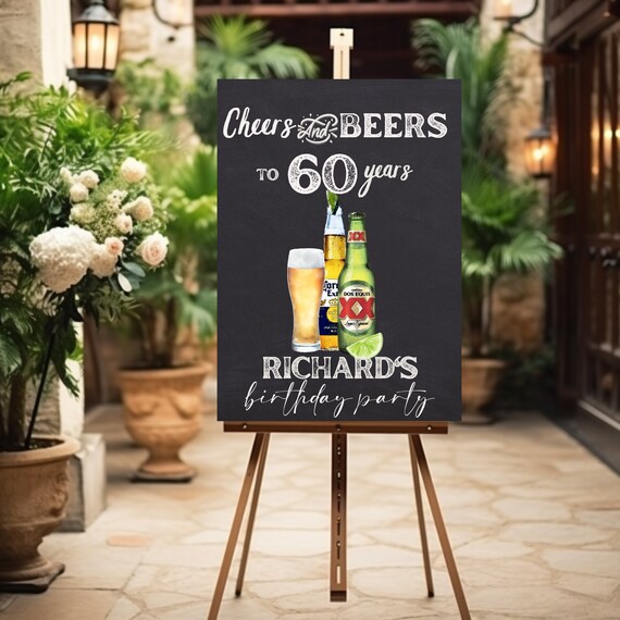 Editable Cheers and Beers Birthday Party Welcome Sign Poster - Any Age, Custom Beer Banner, Cheers & Beers  Decor Digital and Print DIY