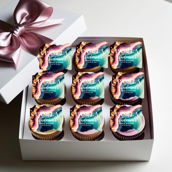Custom Geode Edible Cupcake Topper & Cake Topper - Bridal Shower, Baby Shower, Birthday Party Decorations - Personalized Geode Dessert Decor