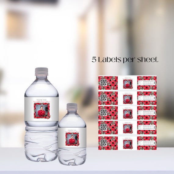 Ladybug Photo Birthday Water Bottle Labels, Lady bug Birthday Water Bottle Label, Our Little Bug Printable Label, Instant Download, #LDYB