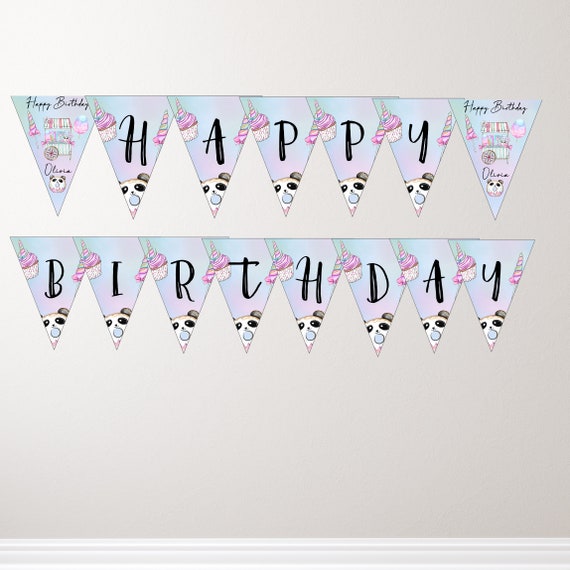Sweet One Birthday Triangle Banner, Candy Any Age Birthday Banner, Cotton Candy Printable, Editable Template, Sweets Party, #SOB