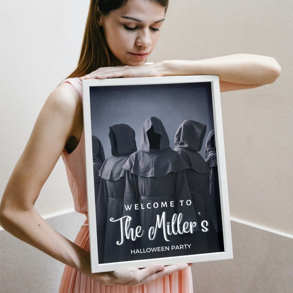 Spooky Halloween Welcome Sign, Editable Creepy Party Signs, Horror Banner, Scary Printable Banners Haunted House Celebration
