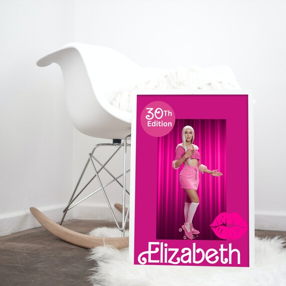Birthday Welcome Party Sign, Doll Box with photo, Doll Box Party Poster, Editable Template, Personalized Invitation, Instant Download, #BRB