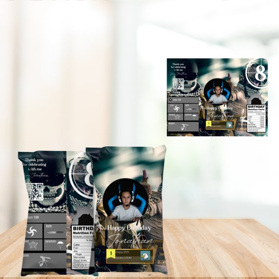 Video Game Birthday Chip Bag, Gamer, Gamer Party Favor Template, Custom Chip Bags, Printable Gaming Label, Instant Download, #GWT