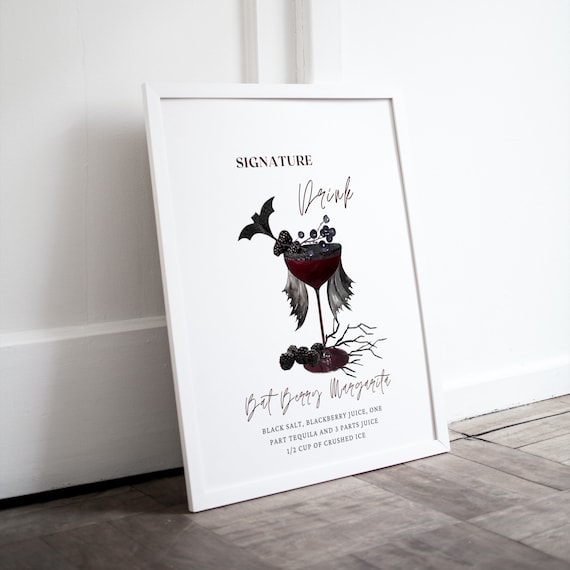 Halloween Cocktail Sign, Signature Spooky Printable Sign, Editable Creepy Banner, Custom Halloween Bar Signs, Drink Menu, Print and Digital