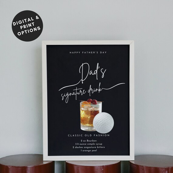 Father's Day Signature Drink Sign, Personalized Bar Sign for Dad, Custom Cocktail Signs, Fathers Day Decor Gift, Dad's Signature Drink, #FDS