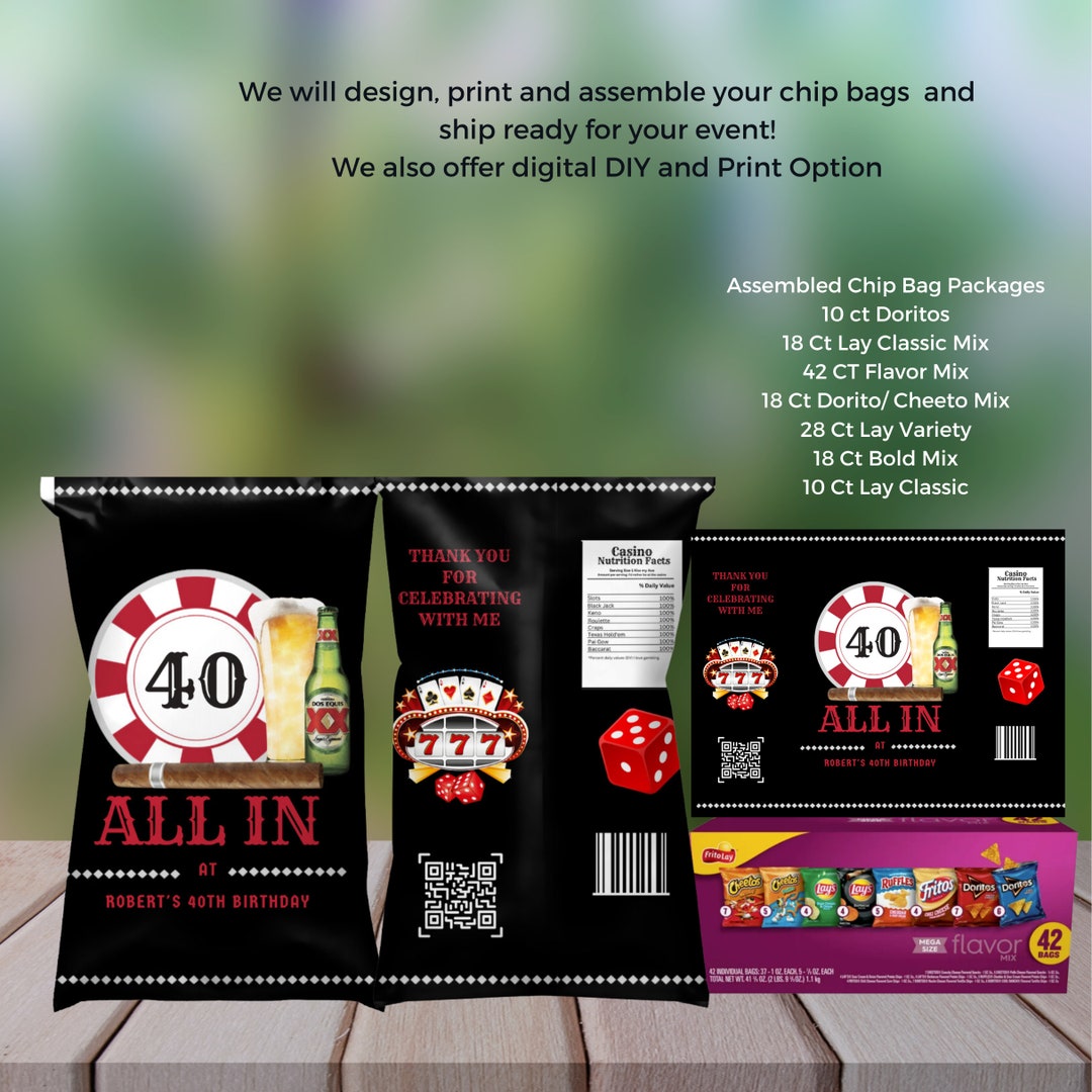 Casino Birthday Chip Bag Casino Party Favor Bag Poker Chip Etsy
