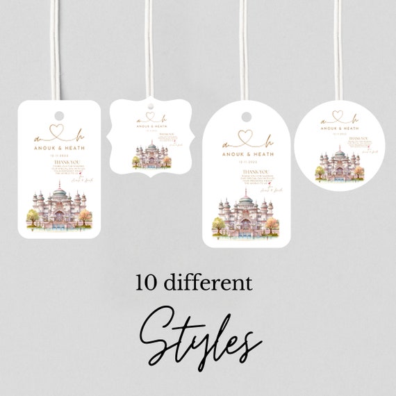 Fairytale Castle Wedding Printable Thank You Tag, Princess Wedding Tags Template, Happily Ever After Editable Party Favor, Print, Digital