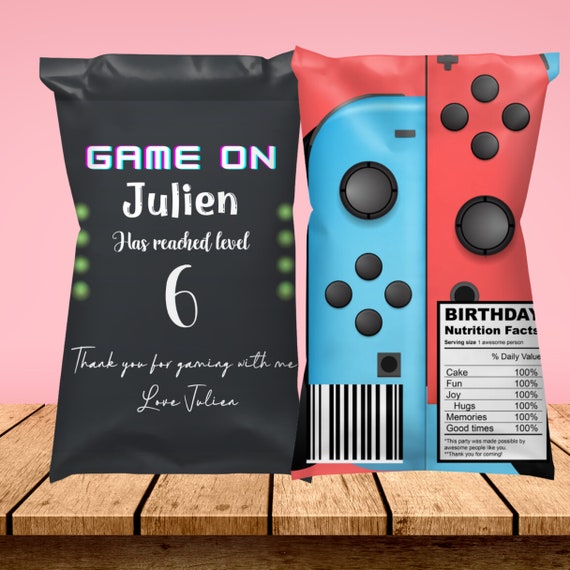 Video Game Chip Bag Template , Chip Bags Party Favor, Video Game Birthday Theme, Instant Download, #PGCB