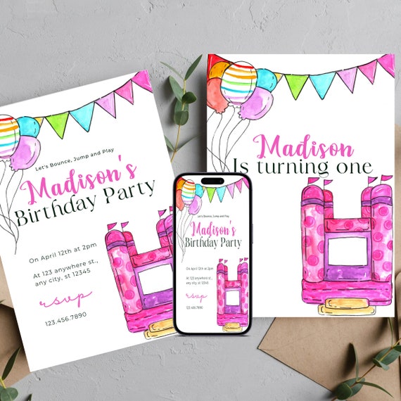 Bounce House Birthday Party Invitation Template, Bounce and Play Bday Invite, Bounce House Printable, Instant Download, #BBP