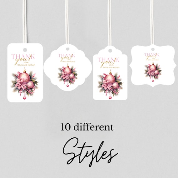 Pink Ornament Baby shower Thank You Tag Bundle, Winter Girl Baby Shower Tags, Winter Party Favor Tags, Pink Thank You Hang Tags Printable