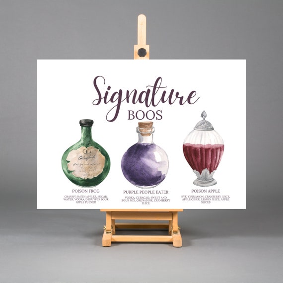 Halloween Cocktail Sign, Signature Spooky Printable Sign, Editable Creepy Banner, Custom Halloween Bar Signs, Drink Menu, Instant Download