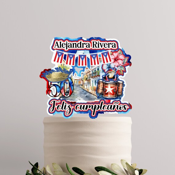 Custom Handmade Personalized Puerto Rico 3D Cake Topper Birthday Parties - Unique Decor, Puerto Rican Gift, Customizable Keepsake