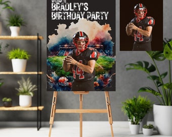 Editable Football Birthday Welcome Sign Template, DIY Printable Decor for Sports Party | Editable Football Event Sign, Digital Print