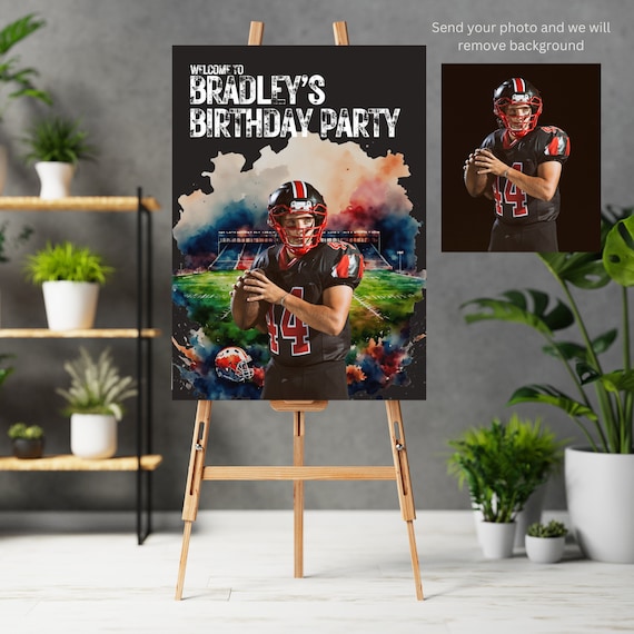 Editable Football Birthday Welcome Sign Template, DIY Printable Decor for Sports Party | Editable Football Event Sign, Digital Print