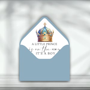 Handgemaakte gepersonaliseerde babyshower envelop voering | Luxe 'It's a Boy'-uitnodigingsvoering | Elegant aangepast briefpapier, bedrukt en digitaal
