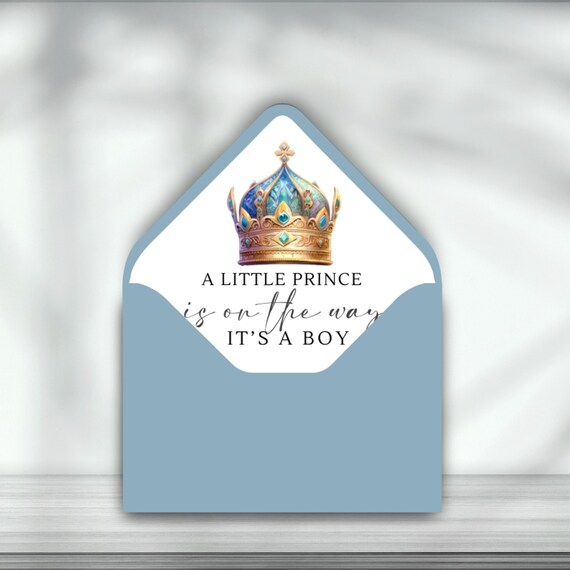 Handcrafted Personalized Baby Shower Envelope Liner | Luxury "It's a Boy" Invitation Liner | Elegant Custom Stationery, Print and Digital