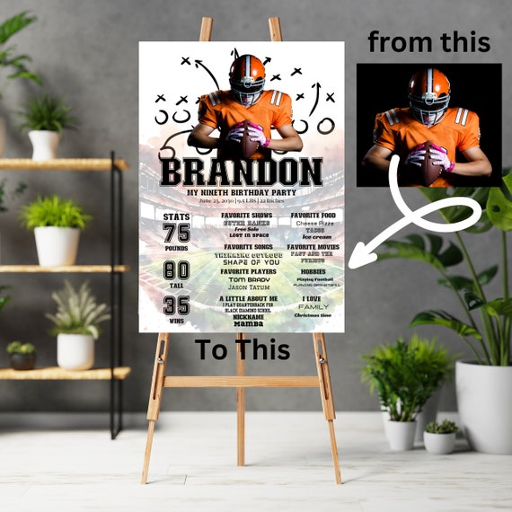 Editable Football Birthday Milestone Sign Template, DIY Printable Decor for Sports Party | Editable Football Banner, Instant Download