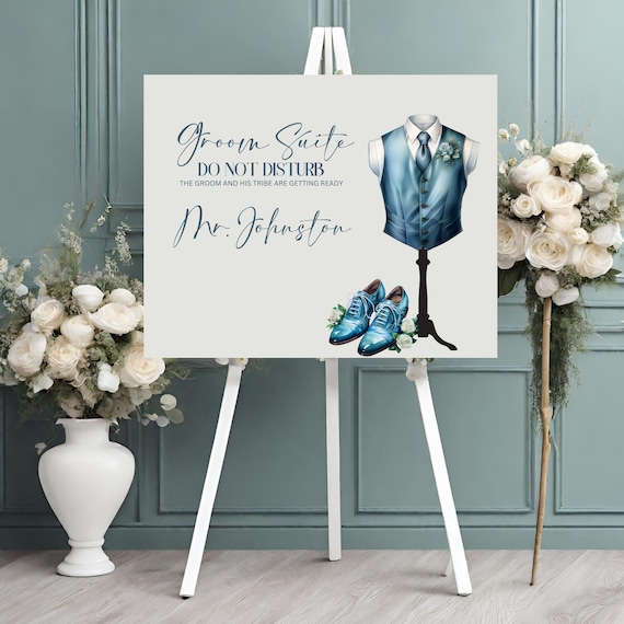 Customizable Groom Suite Sign, The Groom & His Tribe Getting Ready, Dressing Room Banner for Groomsmen - Do Not Disturb Grooms Suite Decor