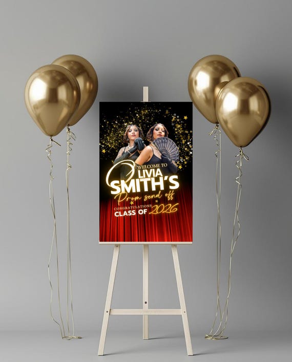 Harlem Nights Prom Send Off Welcome Sign Digital Download, Class of 2026 Graduation Backdrop, Gatsby Theme Custom Photo Poster