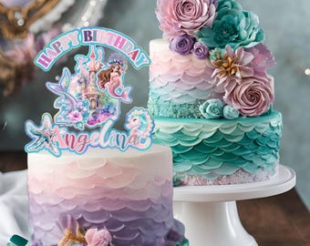 Gâteau De Sirène Avec Décoration De Gâteau D'anniversaire