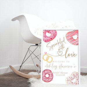Donuts Bridal Shower Welcome Sign Template, Bridal Sprinkle Love Banner, Donuts and Diamonds Shower Printable, Editable Bridal Luncheon
