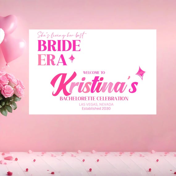 Bride Era Welcome Sign Vinyl - Editable Bachelorette Party Vinyl Banner, Bride to Be Retro Wedding Decor, Bridal Shower Template