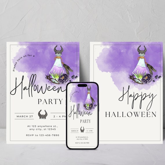 Halloween Wicked Potion Invitation, Spooky Editable Invite, Horror Halloween Birthday Template, Costume Party Printable. Print and Digital