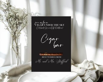Letrero personalizado para bar de puros / Decoración para salón de puros de recién casados / Letrero de boda personalizado / Decoración única para recepción de boda, descarga instantánea