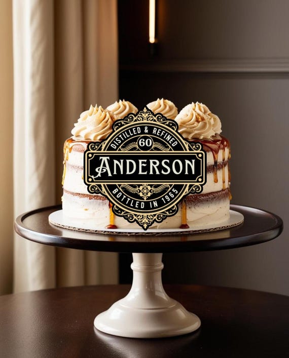 Whiskey Cake Toppers, Milestone Birthday Whiskey Label Topper, Cupcake & Cocktail Toppers, Whiskey Party Decor