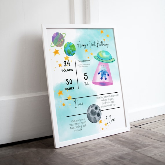 Space Alien Birthday Welcome Sign Template, Turquoise Galaxy Birthday Party Signs, Houston We Have a One Year Old, Birthday Banner, #SBT