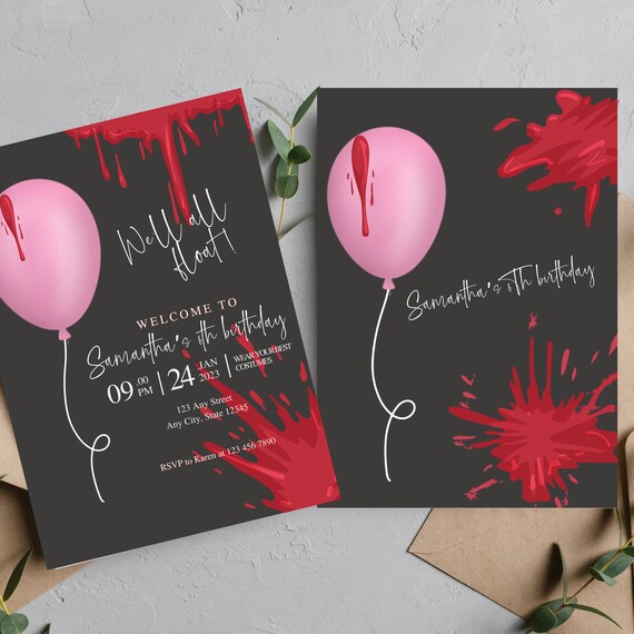 Halloween Party Invitation Template, Horror Printable Invitations, Killer Costume Party Invite, Custom Editable Spooky Invites
