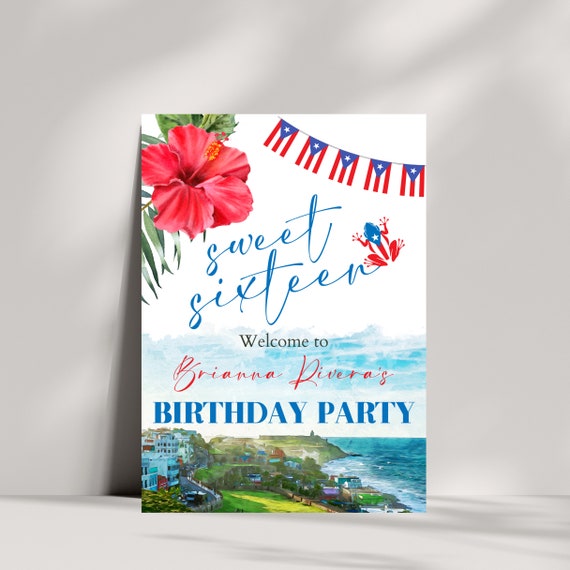 Editable Puerto Rico Welcome Sign Template | Birthday Banner | Skyline Printable | Customizable Party Decor