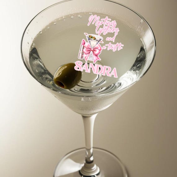Martini Bridal Shower Cocktail Toppers | Bachelorette Cupcake Toppers | Custom Party Decorations | Unique Martini Theme Wedding Favors