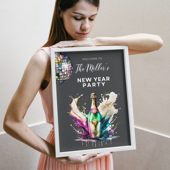 Printable New Year's Welcome Sign Template - Happy New Year Decor - DIY Party Banner - Festive New Year - Welcome Party Printable