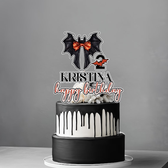 Handcrafted Edible 3D Halloween Bat Bow Cake Topper | Spooky Halloween Birthday Cupcake Toppers | Custom Halloween Party Decor