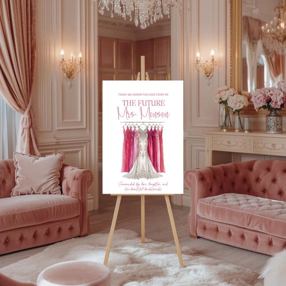 Bridal Suite Welcome Sign Rose Fuchsia Raspberry | Bridesmaid Dress Poster | Wedding Morning Decor | Bridal Party Room Sign | Custom Colors